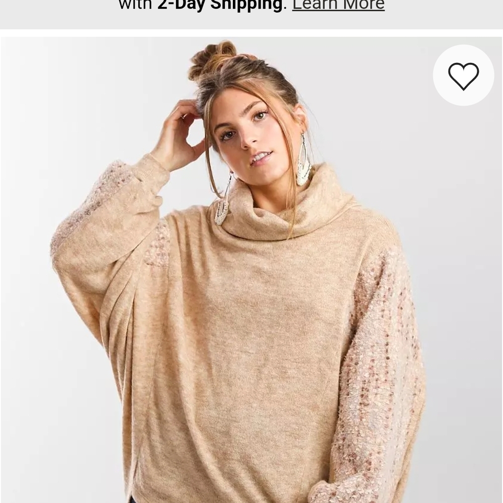 Gimmicks by BKE Tan Cowl Neck Sweater - Picture 4 of 8